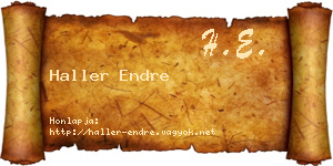 Haller Endre névjegykártya